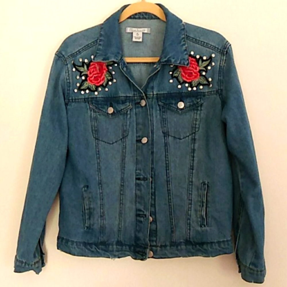 Crave Fame by Almost Famous Rose Patch Jean Jacket